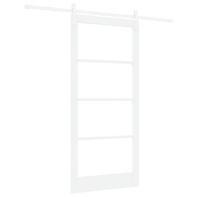 vidaXL - Schuifdeur - 93 - x - 202 - cm - Massief - grenenhout - en - glas - Wit