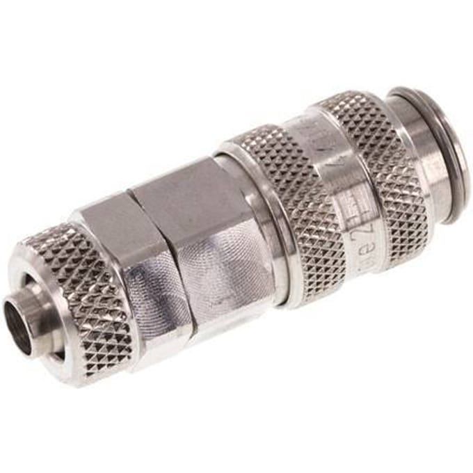 RVS 306L DN 5 Luchtkoppeling Snelkoppeling 6x8 mm Push-On Double Shut-Off - CLS5-N-SSL-SV-P-6