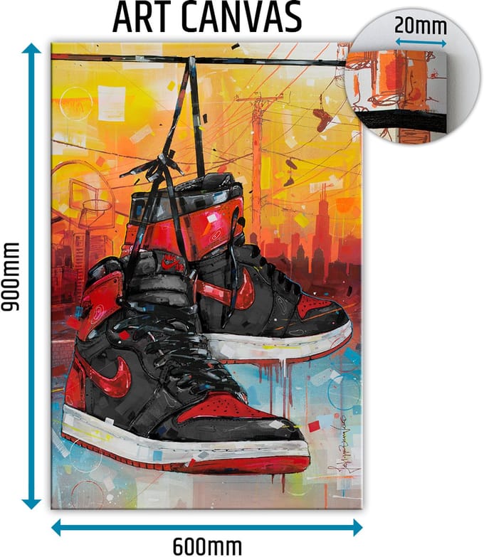 Sneaker canvas powerlines banned bred 60x90 cm