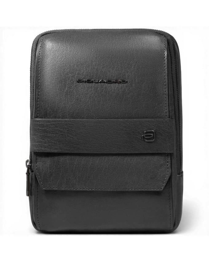 Piquadro Borsello S141 Black Leather Man met iPad Mini Deur