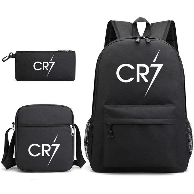 Grote schooltas met schouderband; studenten etui set van drie delen Cristiano ronaldo backpack