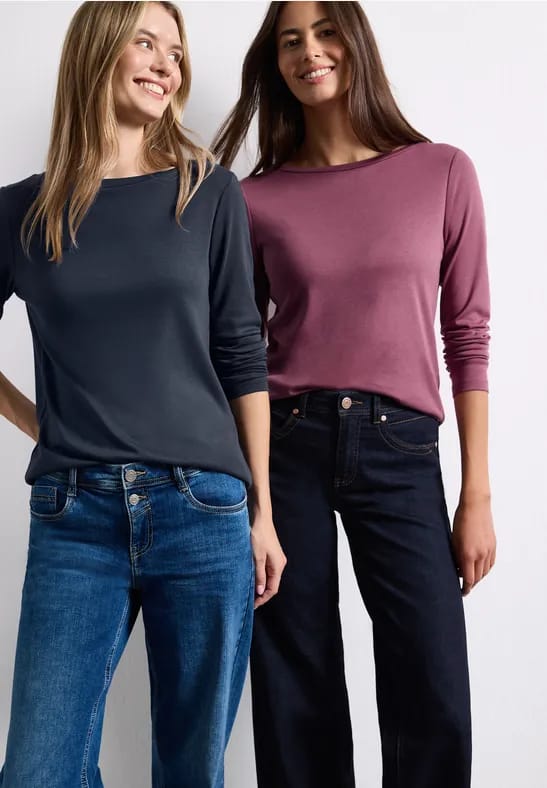 Set van 2 longsleeves met boothals