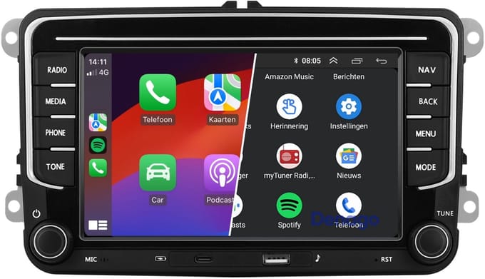 Autoradio geschikt voor Volkswagen Transporter Multivan T6 | 2015 t/m 2019 | Android 13 | CarPlay & Android Auto