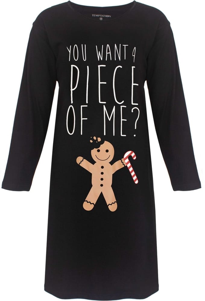 Temptation Dames Bigshirt - Nachthemd - Slaapkleed - Zwart - Maat M