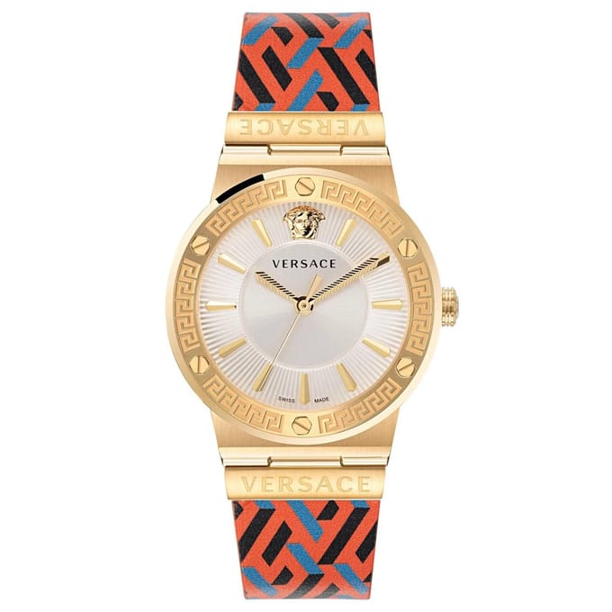 Versace Greca Logo VEVH01521 Horloge - Leer - Multi - Ø 38 mm