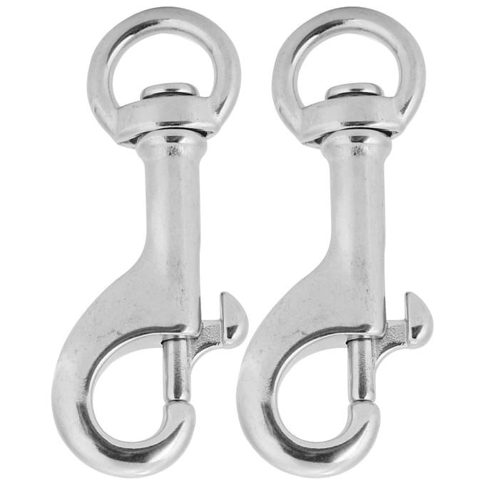 2pcs 68MM Plongée Acier Inoxydable 316 Crochet à Œil Émerillon Crochet à Ressort Émerillon Clip de Plongée à Simple Extrémité white