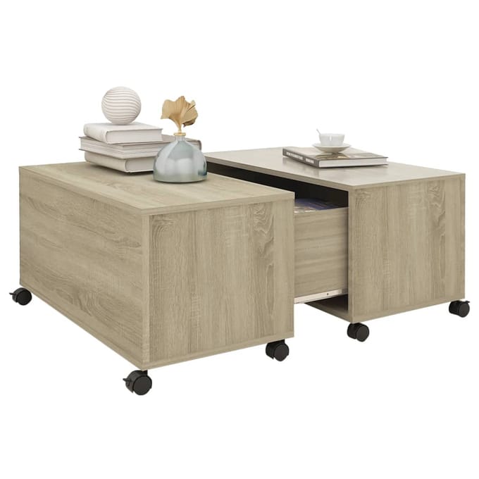 vidaXL - Salontafel - 75x75x38 - cm - bewerkt - hout - sonoma - eikenkleurig