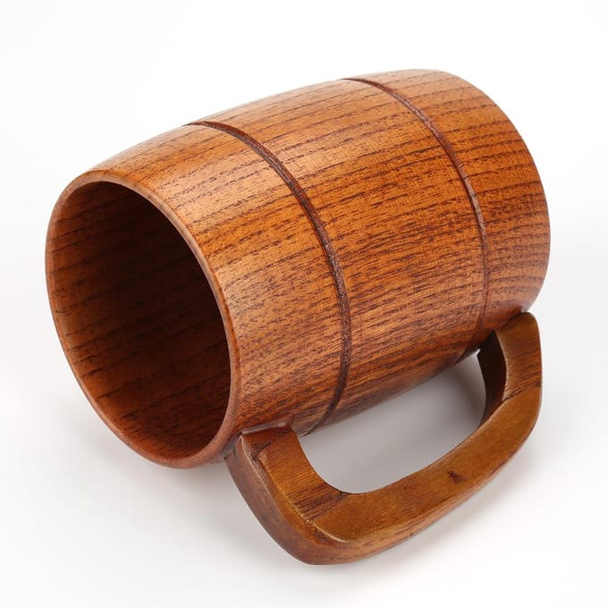 Tasse à eau classique en bois massif naturel, tasse à thé, collection cadeau, chope à bière white