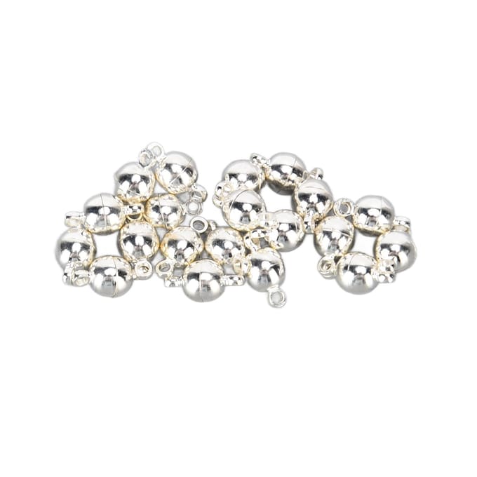 20 Sets Magnetische Sluitingen Rond Messing Modieuze Sieradensluitingen voor DIY Knutsels Kettingen Armbanden wit