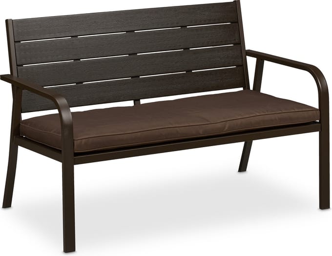 Tuinbank met kussen - 118 cm breed - houtlook