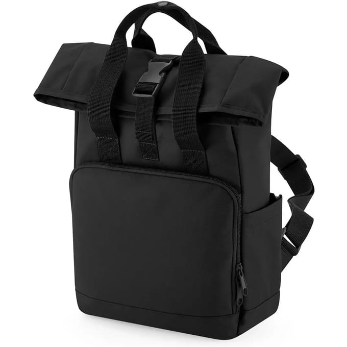 Recycled Mini Twin Handle Roll-Top Backpack BagBase Junior - 9 Liter Black