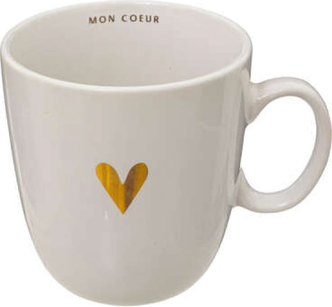 Keramische mok wit met hartjes, 300 ml