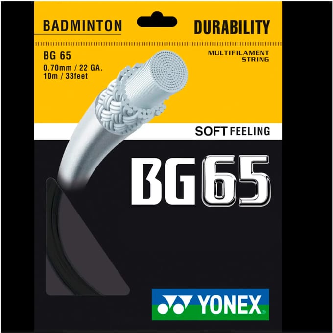 Yonex BG65 badmintonsnaar - zwart - set van 10m