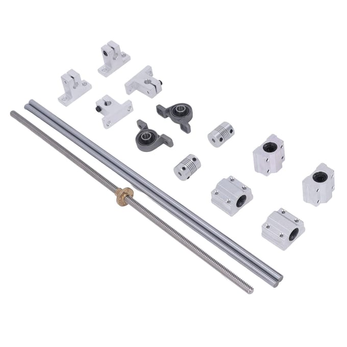 T8 Kit de Vis 350mm Axes Optiques Horizontaux 8mm Support d'Arbre à Double Rail Palier white