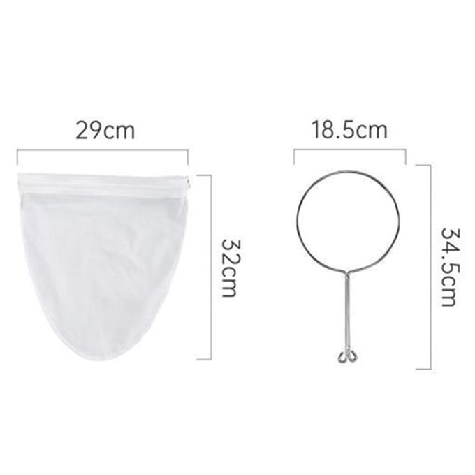 Herbruikbaar Koffie Thee Filter met Handvat Doek Fijnmazig Katoenen Stof Ritssluiting Doek Thee white