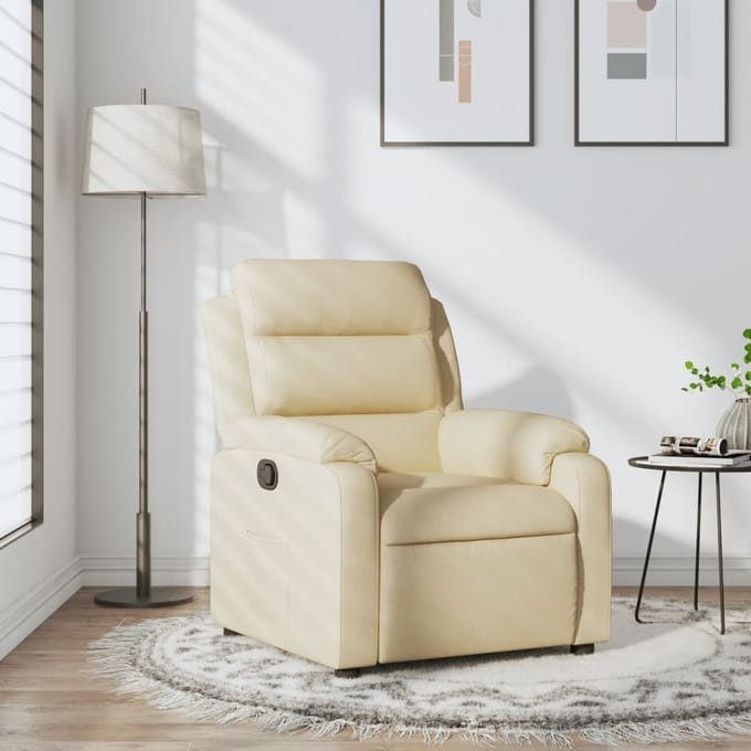 vidaXL - Fauteuil - verstelbaar - stof - crèmekleurig