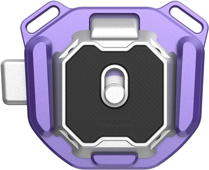 Rugzakclip Camera - Schouderriem Houder - Snel Camera Pakken - Zelfborgend Ontwerp - 91 g - Paars
