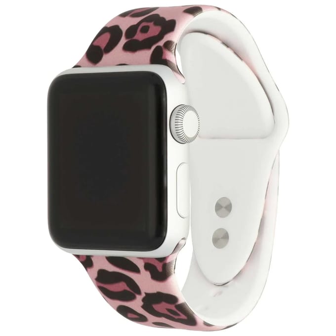 2+1 | Apple Watch Print Bandje - Siliconen - Panter Lichtroze