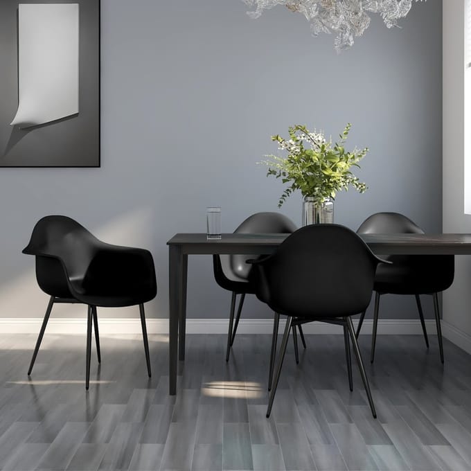 vidaXL - Eetkamerstoelen - 4 - st - PP - zwart