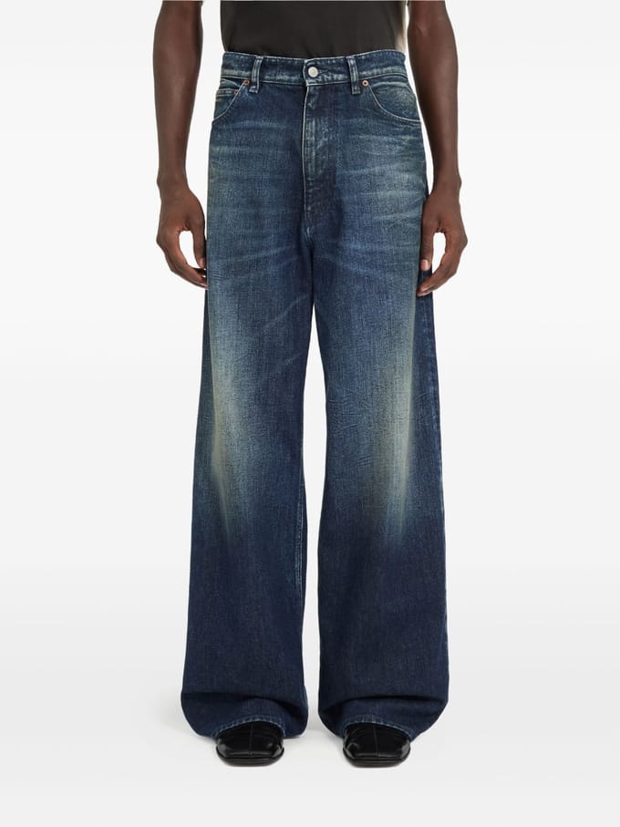mm6 maison margie jeans been breed man blauw