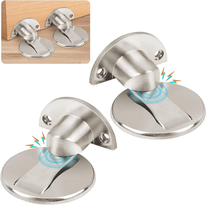 SnelShoppen - 2x Flintronic Magnetische Deurstoppers - Zelfklevend, Zware Kwaliteit, Onzichtbaar, Met Verborgen Schroeven, Binnen voor Thuis, Kantoor,