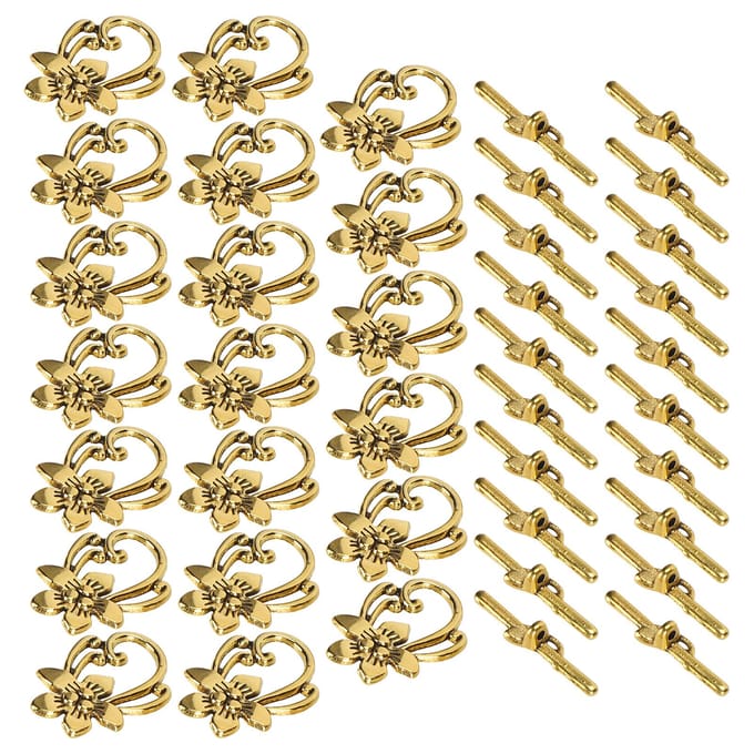 20 Sets Armband Tuimelsluiting Goud Retro Legering Bloemvorm OT Gesp Sieraden Accessoires beige