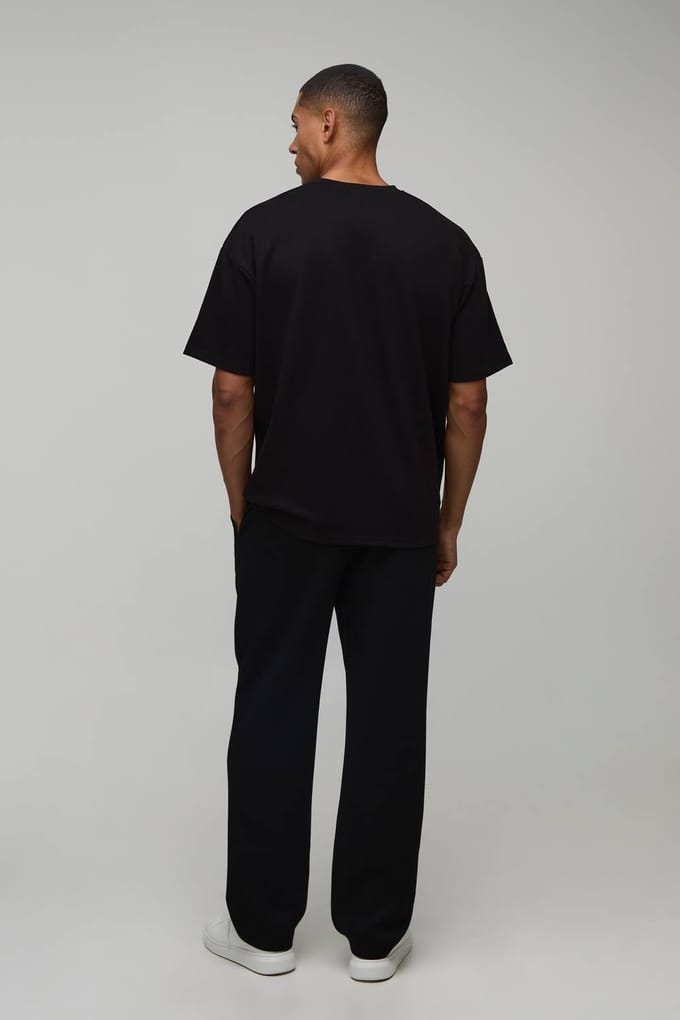 Oversized Premium Interlock T-Shirt | Black | Size XS