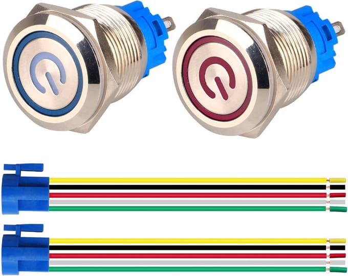 Vergrendelbare LED Drukknopschakelaars 2 Stuks 220V-230V Waterdicht Roestvrij Staal