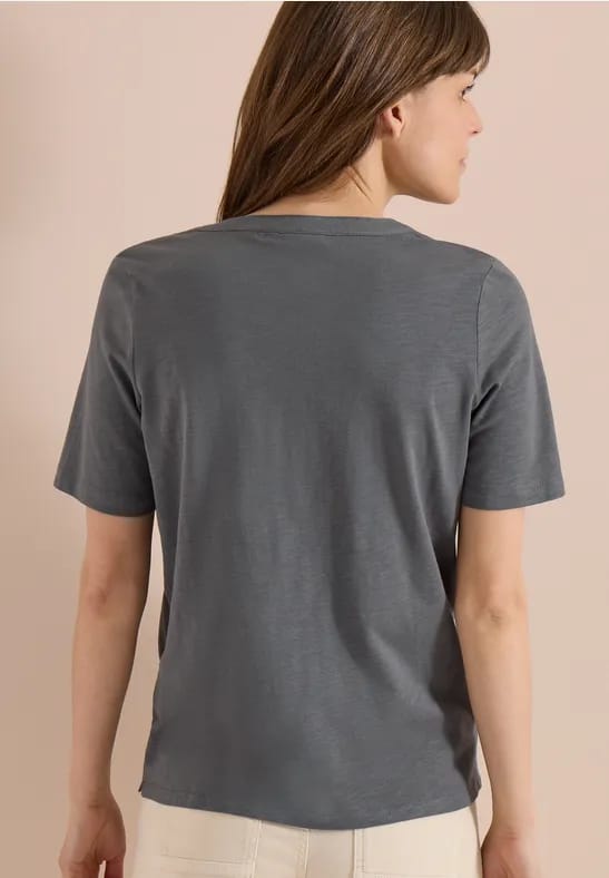 Shirt met korte mouwen en gespleten hals