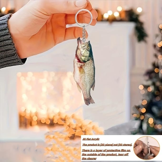 2D Vlak, 1 stuk, Nieuwe Acryl Sleutelhanger, Sleutelring, Visvormige Sleutelhanger, Schattig Klein Cadeautje, 2D Vlak beige