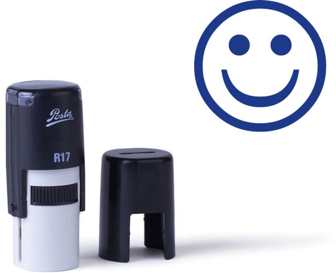 Smiley-stempel | Glimlach | Ø16mm | Blauw