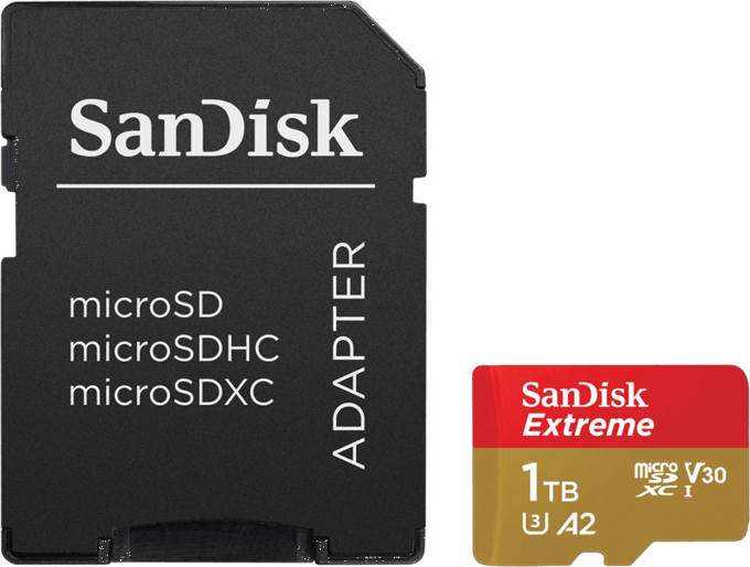 SanDisk Extreme microSDXC-kaart 1024 GB Class 10, UHS-I, v30 Video Speed Class Schokbestendig, Waterdicht