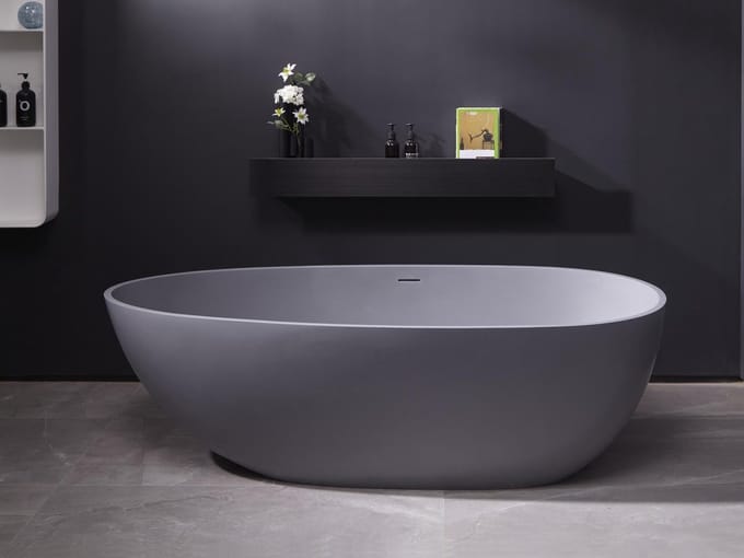 Mawialux vrijstaand bad - Solid surface - 185x86cm - Mat grijs - Izak