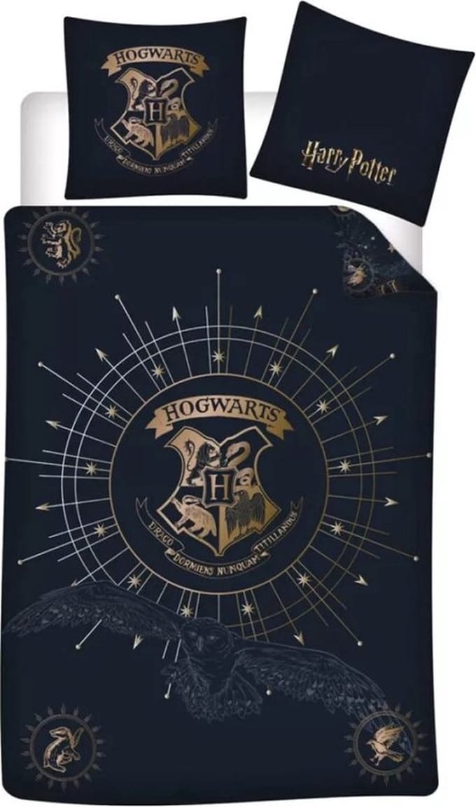 Harry Potter Dekbedovertrek zwart 140 x 200 cm - polykatoen