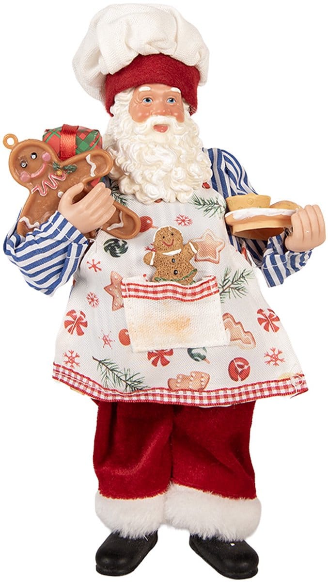 Clayre & Eef Kerstdecoratie Beeld Kerstman 15x10x26 cm Rood Kunststof