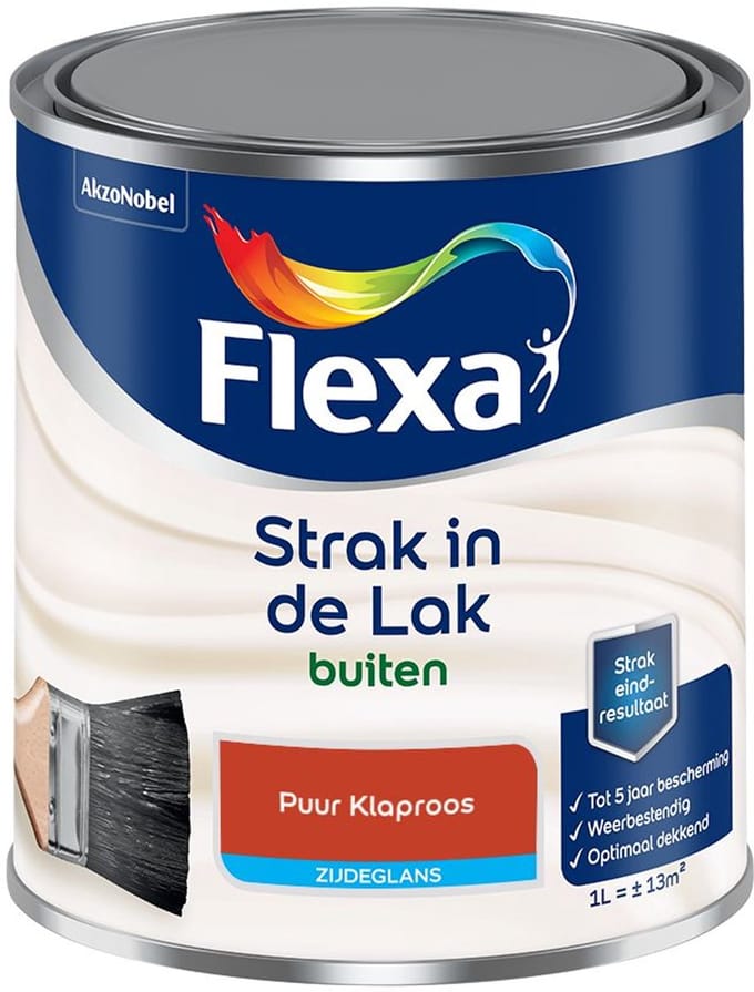 Flexa - Strak In De Lak Buitenlak Zijdeglans - Puur Klaproos - Mengverf - 1 L