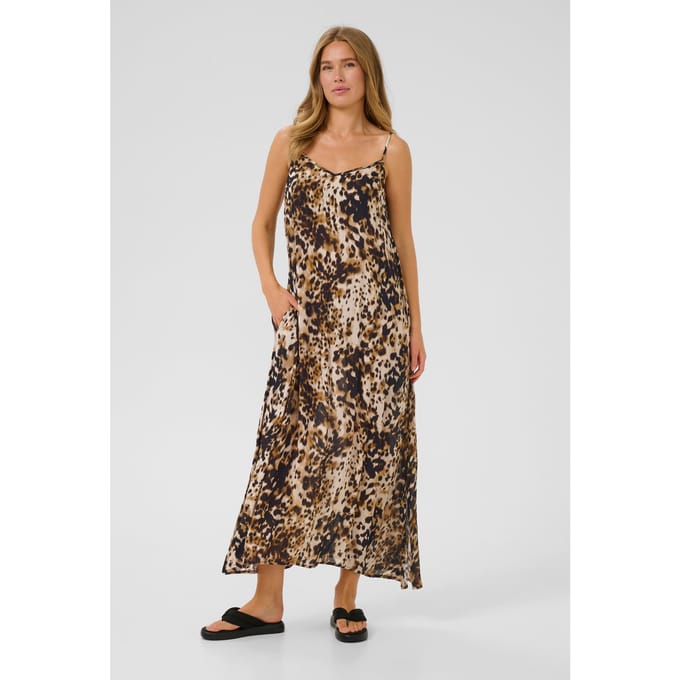 Kaffe Jurk Kathora Amber Singlet Dress 10510045 Leopard Print Dames Maat - 34