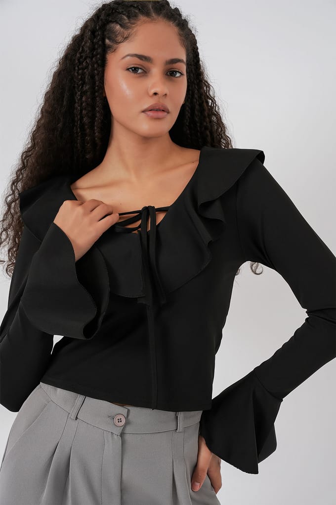Fleurige V-hals Crop Blouse