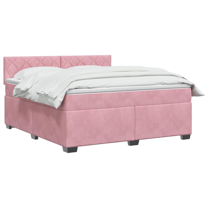 vidaXL - Boxspringbed - met - matras - Roze - 140 - x - 200 - cm - Fluweel
