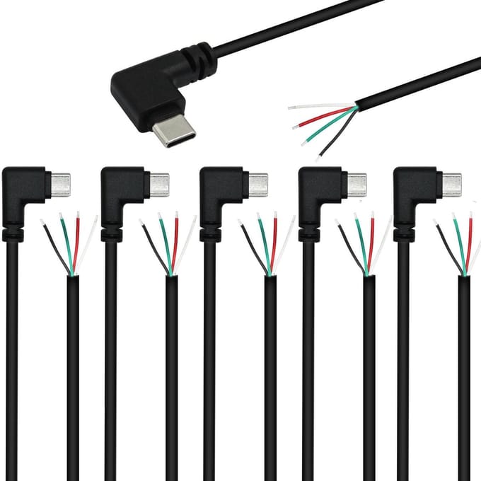 Dailygoods - 6 Stuks USB Type C Pigtail Stroomkabels, 25 cm