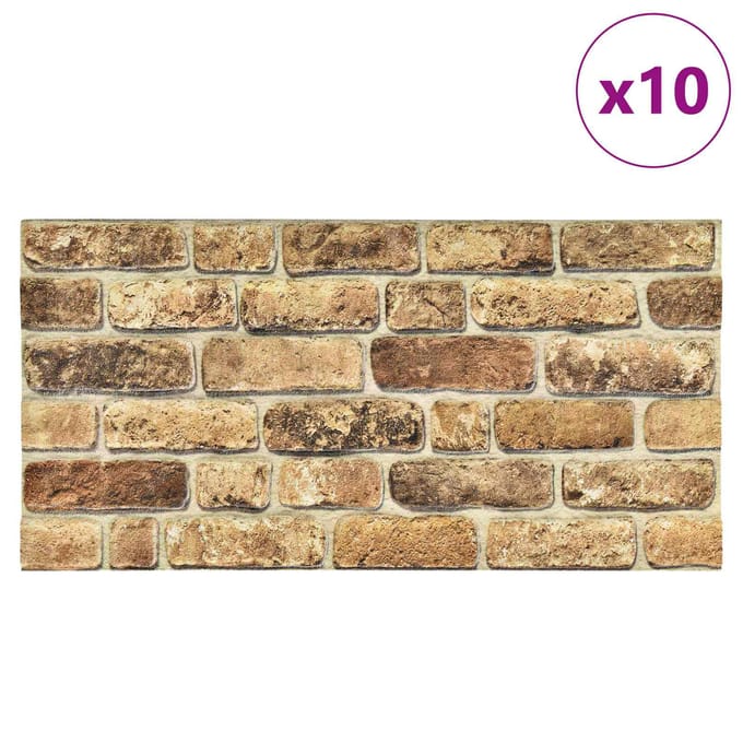 vidaXL - Wandpanelen - 10 - st - 100 - x - 50 - cm - Donker - Zand - EPS-schuim