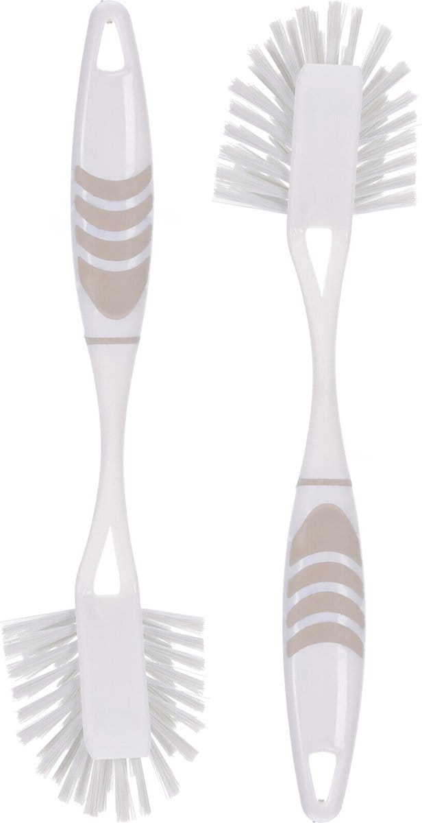 Afwasborstel met ophang lus - 2x stuks - grijs - 29 cm