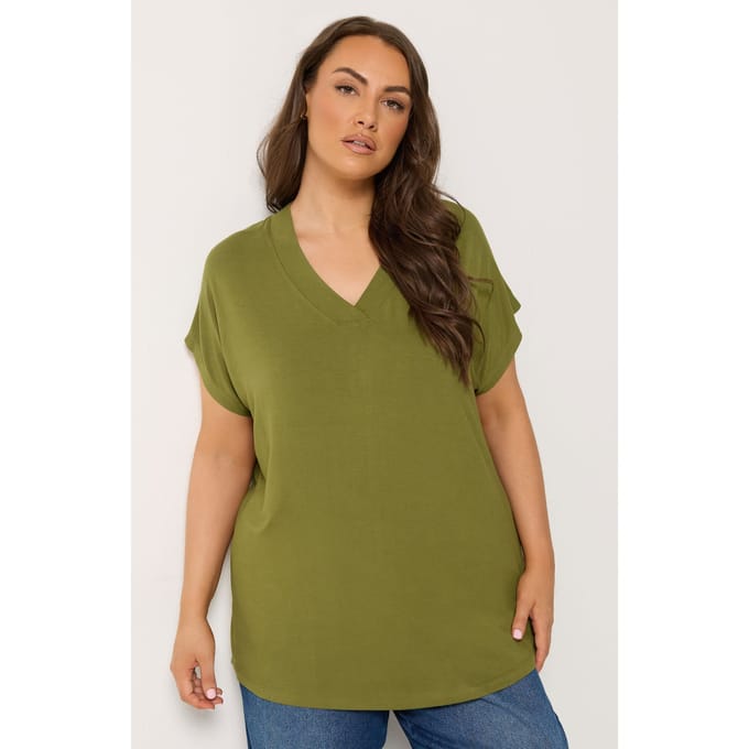 Yours Groen Tshirt Met Aangeknipte Mouwen Size 50-52