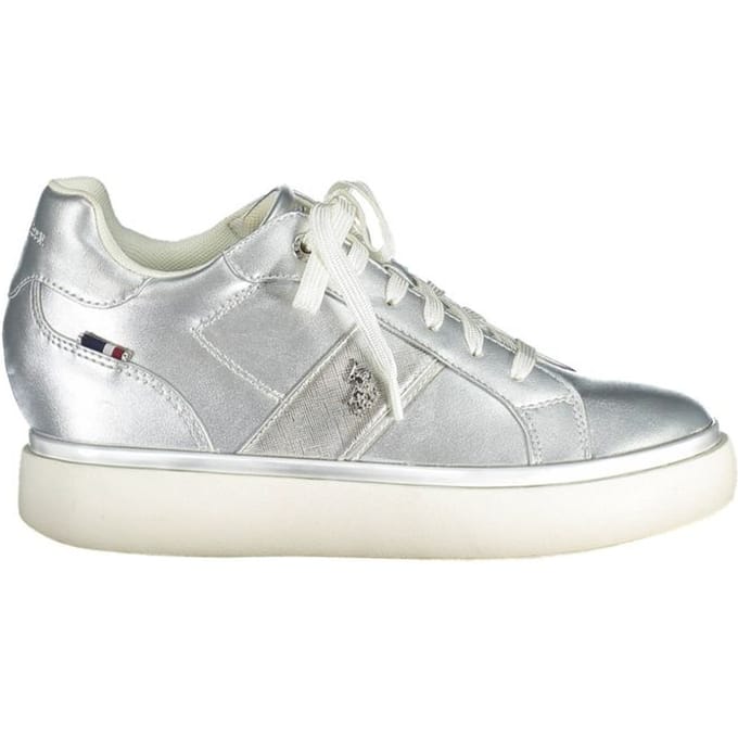 Zilveren Leren Lage Sneakers