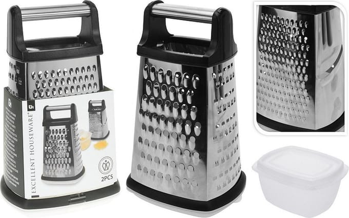Excellent Houseware rasp vierkant rvs met opvangbakje keukenhulp.