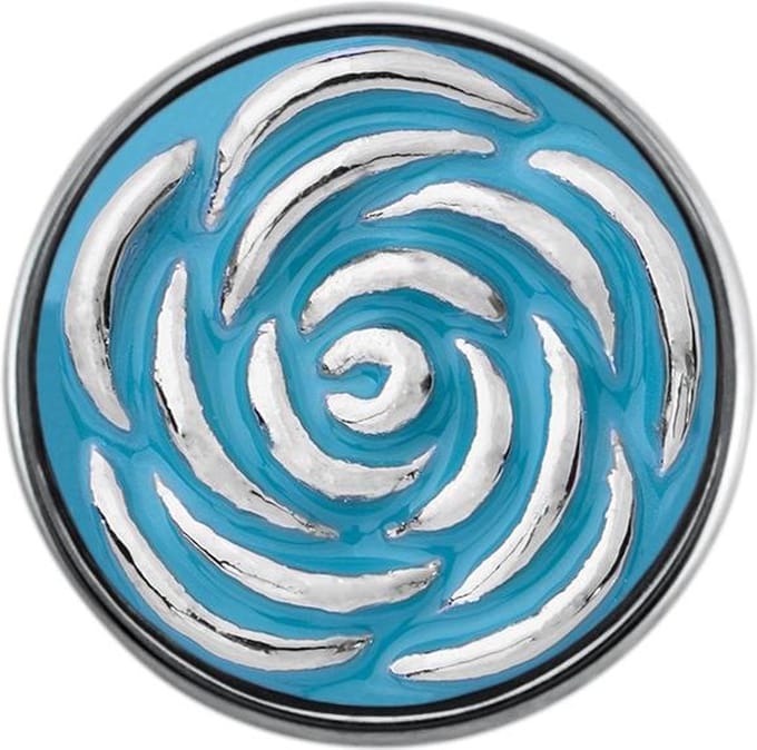 Quiges - Dames Click Button Drukknoop 18mm Bloem Roos Blauw - EBCM295