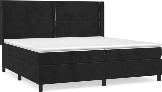 vidaXL - Boxspring - met - matras - fluweel - zwart - 200x200 - cm