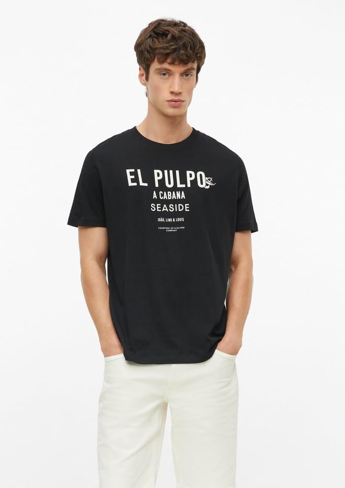 Zachte katoenen T-shirt met frontprint en geribbelde rand s.Oliver