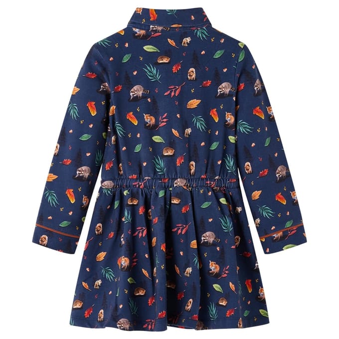 vidaXL Kinderjurk met lange mouwen 128 marineblauw
