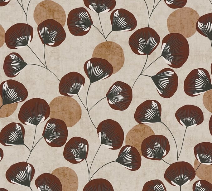 WATERLELIE BEHANG | Abstract bladmotief - Meerkleurig Bruin - A.S. Création Nordic Feeling